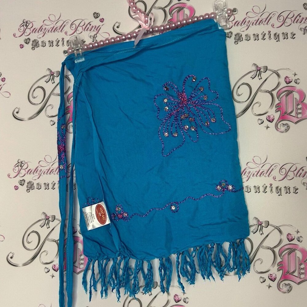 Ucho Bali cool skirt wrap tie up beach coverup butterfly embroidered sequins